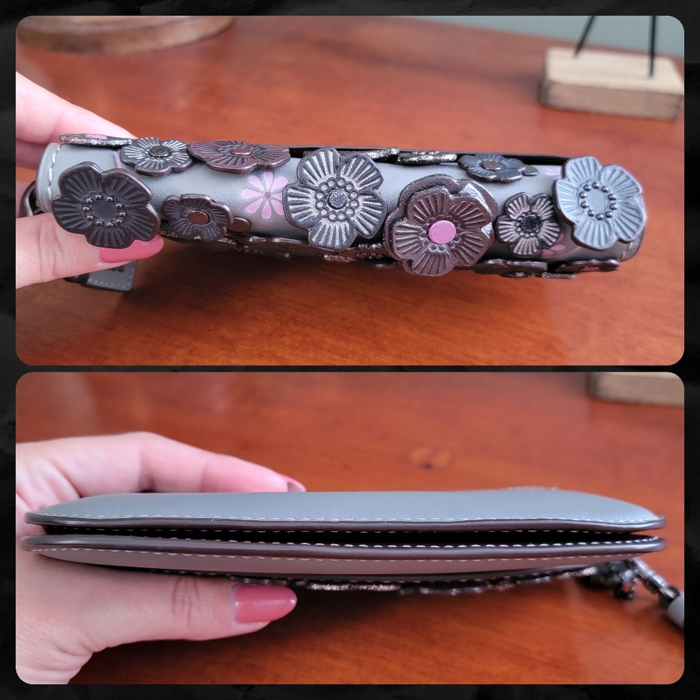 Coach 1941 23536 Tea Rose Clutch Gray Leather Wristlet - Picture 3 of 16